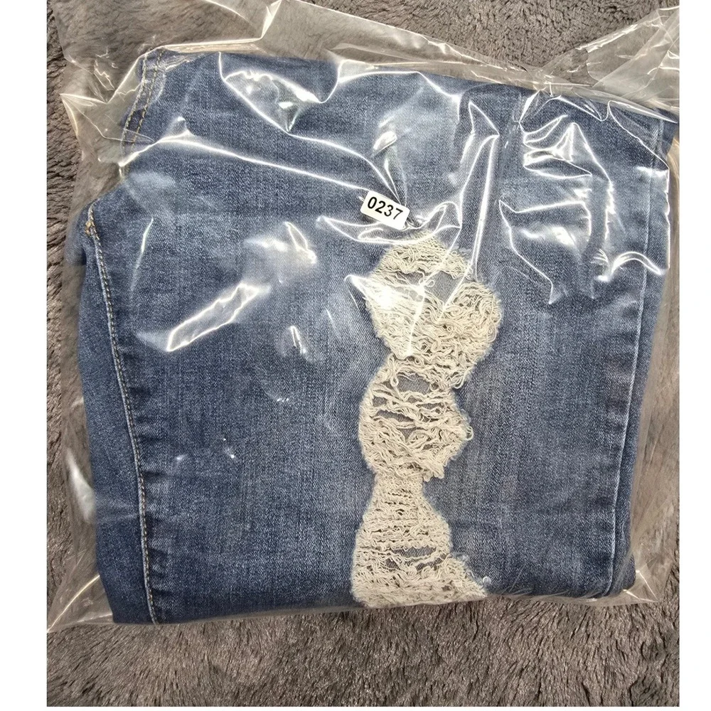 18.22 Denim Women Distressed Skinny Jeans Blue Medium Wash Frayed Hem 31/13